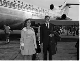 Johannesburg, January 1968. Jan Smuts Airport. Departure of heart surgeon Dr Chris Barnard on SAA...