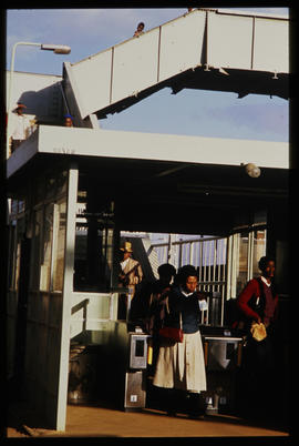 Johannesburg, 1985. Automatic ticket barrier at Elsburg station. [T Robberts]