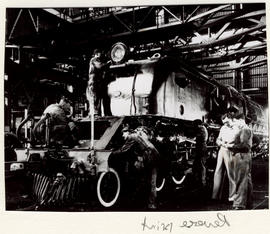 Pretoria, 1961. Interior of SAR locomotive workshop at Koedoespoort.