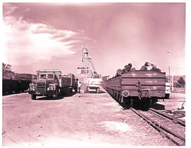 "Knysna, 1976. SAR International Harvester MT40018 with trailer loading timber at station.&q...