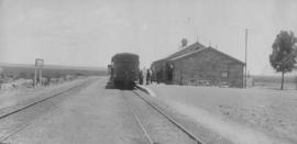 Fish River, 1895. Train next to station building. (EH Short)
