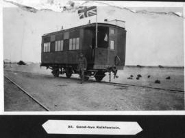 Kalkfontein, South-West Africa, 1915. Coach with British flag was ex NZASM 1st Class 'Twin' B con...