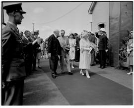 Worcester, 22 February 1947. King George VI and Queen Elizabeth welcomed on station platform.