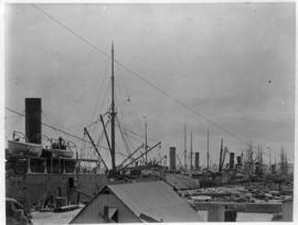 Durban, circa 1901. Durban Harbour congested with ships and sailing vessels. (Durban Harbour albu...