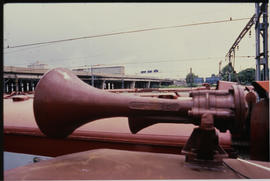Lesley S2 air horns on diesel locomotive roof.