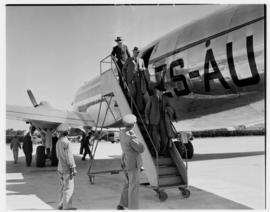 Cape Town, May 1946. Trip to Cape Town with SAA Douglas DC-4 ZS-AUA 'Tafelberg', passengers disem...