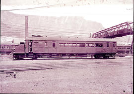 Cape Town, 1927. Steam railcar No RM11 in Table Bay harbour. Built by Clayton Wagons Ltd and used...