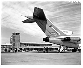 Bloemfontein, 1968. JBM Hertzog airport. SAA Boeing 727 ZS-SBD 'Oranje'. Rear of aircraft.