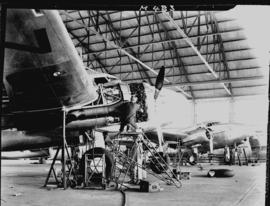 Johannesburg, circa 1941. SAA Lockheed Lodestars undergoing maintenance at Rand Airport,
