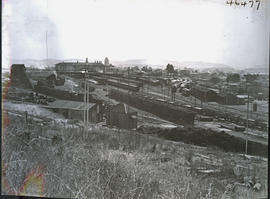 Pretoria, 1939. Railway yard and station building in the distance.