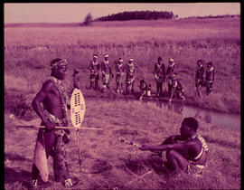 Melmoth district. Zulu warriors at Nkandla.