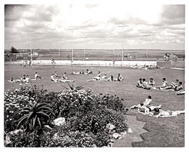Johannesburg, 1962. Bathers at swimming pool at Esselen Park College.