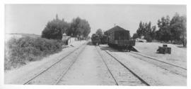 Lady Grey Bridge (later Huguenot), 1895. Train with station in the distance looking south. (EH Sh...