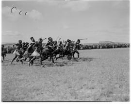 Eshowe, 19 March 1947. Traditional Zulu dancing for the Royal family.