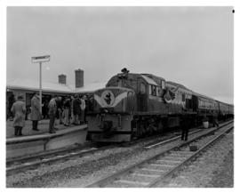 Bethulie, June 1970. Opening of new station by Mr J Kruger. Decorated diesel locomotive.