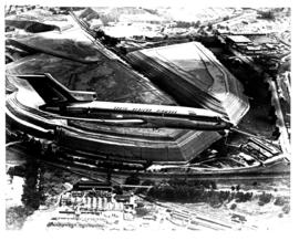 "Johannesburg 1966. SAA Boeing 727 ZS-DYN 'Limpopo' in flight over mine dumps."