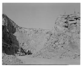 Bethulie, June 1967. Construction of new road / rail bridge over the Orange River. Quarry for agg...
