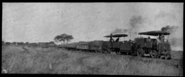 Two Dutton roadrail tractors No RR973 in front followed by No RR1151 with goods train.