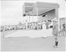 Swaziland, 25 March 1947. King George VI addressing the crowd in Swaziland.