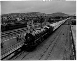 Pretoria, 29 March 1947. SAR Class 15CA No 2840 pulling the Royal Train into the station. SAR Cla...