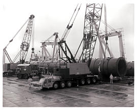 "Richards Bay, 1978. Abnormal load with SAR Pacific truck in harbour."