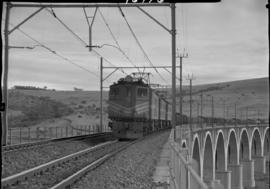 Pietermaritzburg district, 1967. Three SAR Class 1E's with a coal train on the Mpushini viaduct h...