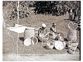 Natal, 1946. Two Zulu women making baskets.