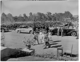 Alice, 1 March 1947. Royal family arriving at the gathering at Lovedale College.