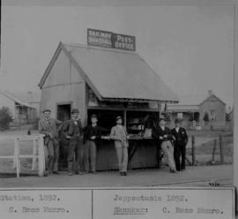 Johannesburg, 1892. Railway bookstall and post office at Jeppe station.