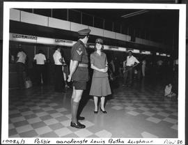Durban, 1980. Louis Botha airport. Railway police at airport.