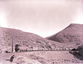 De Doorns district, 1964. SAR Class 5E1 Srs 1 with daily goods train 185down all stations at viad...
