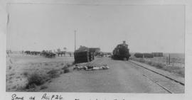 Marais, 1895. Locomotive in station with animal-drawn wagon and cart. [EH Short]