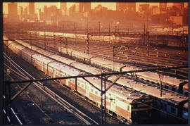 Johannesburg, July 1987. SAR type 5M2A suburban locomotives at Park Station. [Ivan Naude]
