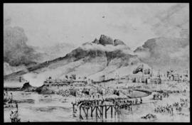 Cape Town, 17 September 1860. Tipping the first truck of stone for the breakwater of Table Bay Ha...