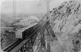 Grahamstown district, circa 1890. Kowie passenger train on Blaauwkrantz Bridge.