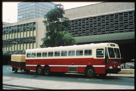 Johannesburg, 1980. SAR Saurer bus and trailer at Park Station.