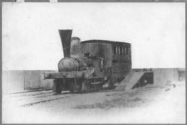 Durban, 1860. The first train to run between Durban and the Point.