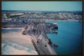 Port Elizabeth, December 1970. Aerial view of ore terminal at Port Elizabeth Harbour. [D Lee / S ...
