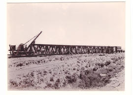 Orange Free State, circa 1900. Moving of girders for long bridge over the Vet River during Anglo-...