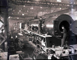 Cape Town, 1953. Salt River workshops, assembling SAR Class 25.