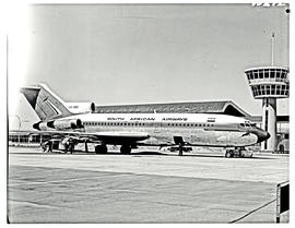 Windhoek, Namibia, 1971. JG Strijdom airport. SAA Boeing 727 ZS-SBG 'Swakop'.
