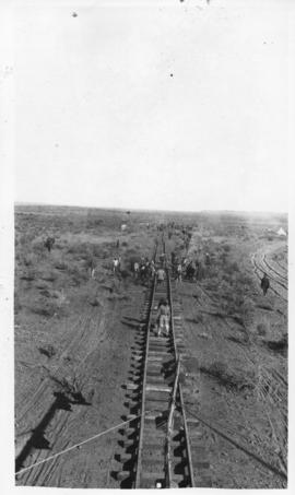 August 1914 to July 1915. Construction of the Prieska - Karasburg railway line. Forward view from...