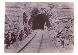 Volksrust district, circa 1900.  Damaged tunnel at Langsnek during Anglo-Boer War.