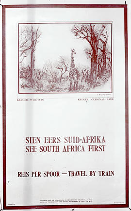 "1932. Cover of tourist brochure 'See South Africa First'."