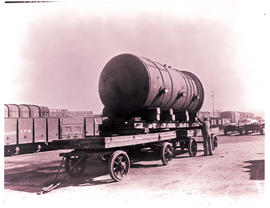 Johannesburg, 1934. Twelve ton boiler on SAR road trailers Nos 945 and 936 at Kazerne.