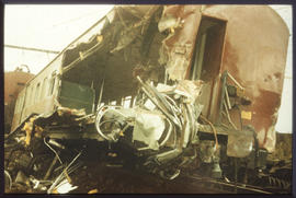 Damaged train coach.