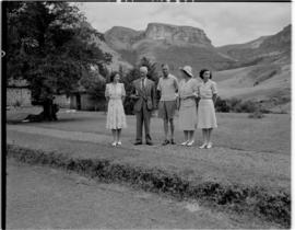 Royal Natal National Park, Drakensberg, 14 to 16 March 1947. Royal family with Prime Minister JC ...