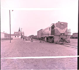 Swakopmund, South-West Africa, 1961. SAR Class 32-000 No 32-046 with mixed train at railway station