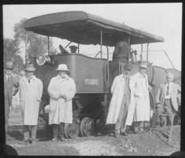 Naboomspruit, 1925. Dignitaries with Dutton roadrail tractor No RR1155. at the opening of the lin...