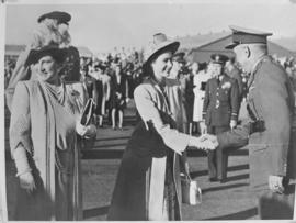 Salisbury, Southern Rhodesia, 7 April 1947. Princess Elizabeth greeted at airport.